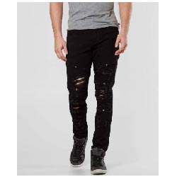"Duchamp Biker Skinny Stretch Fabric Jean - Black"