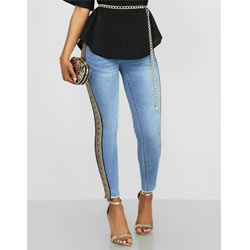 "Pencil Pants Print Geometric Skinny Women's Casual Jeans"