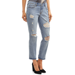 "Sofia Jeans by Sofia Vergara Women's Bagi Cuff Destructed Mid Rise Jean "