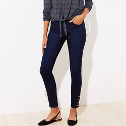 "Snap Hem Skinny Cotton Jeans "